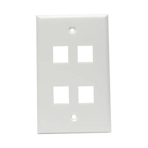 4-Port Wall Plate for Keystone Insert, White - Virginia Cables